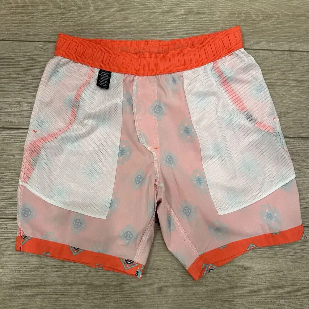 NWT Tillys Mens Small BLUE CROWN Drifter Swim Trunk Shorts Orange Summer Beach